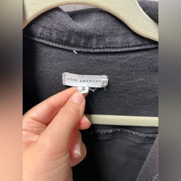 GOOD AMERICAN BLACK WASH DENIM JUMPSUIT SIZE 2 - Picture 4 of 6